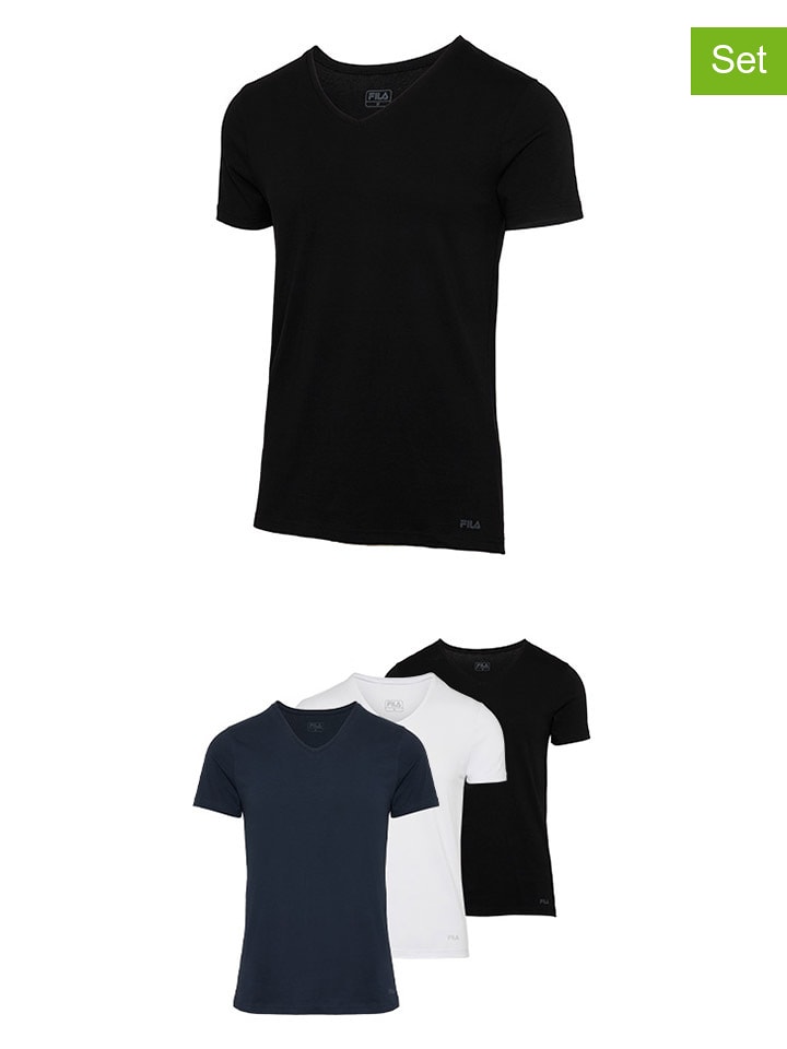 Fila Koszulki (3 szt.) w kolorze czarnym, granatowym i białym rozmiar: S