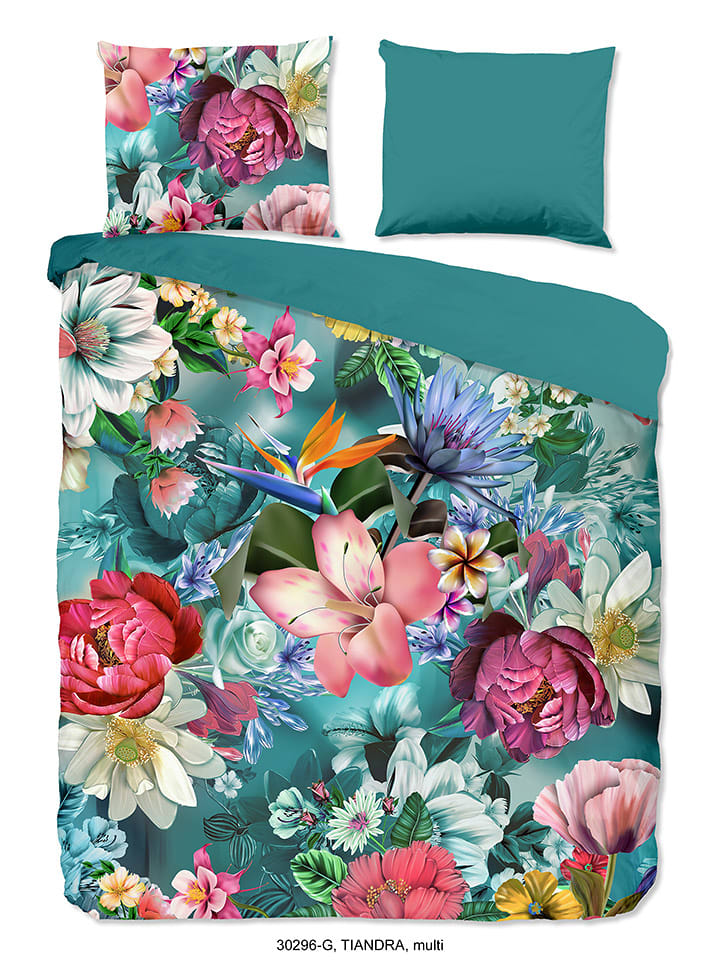 Good Morning Komplet pościeli "Tiandra" w kolorze turkusowym ze wzorem rozmiar: 240x220 cm