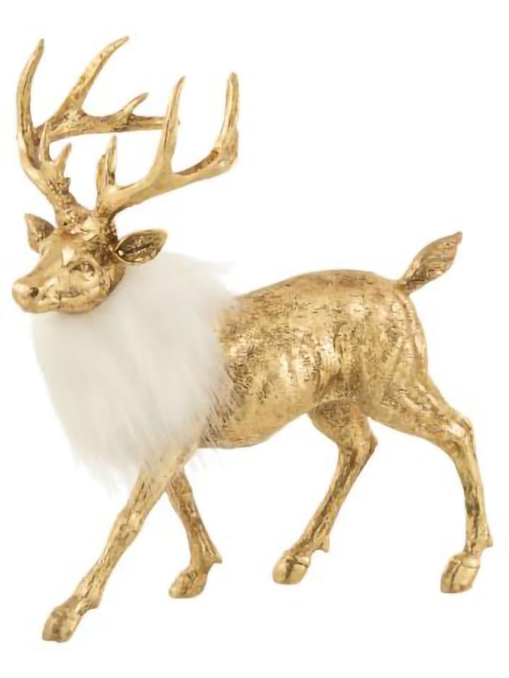 J Line Figurka dekoracyjna "Reindeer" w kolorze złoto-białym - 21 x 22,5 x 10 cm rozmiar: onesize