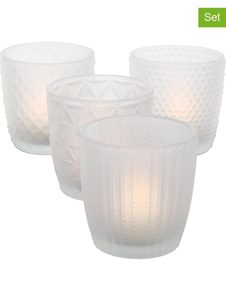 Boltze Świeczniki (4 szt.) "Marilu" w kolorze białym - wys. 7,5 x Ø 7 cm rozmiar: onesize