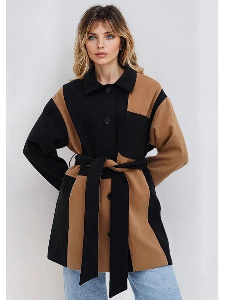 Monki Kurtka przejściowa w kolorze czarno-karmelowym rozmiar: M