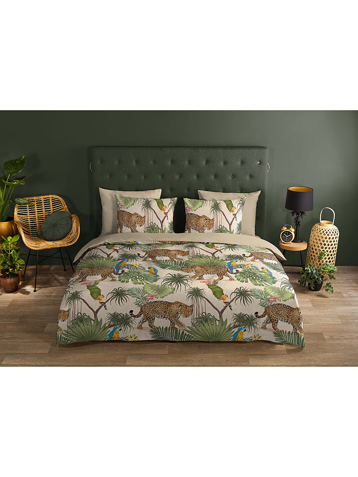 Good Morning Komplet pościeli "Tropical" w kolorze beżowym rozmiar: 200x220 cm