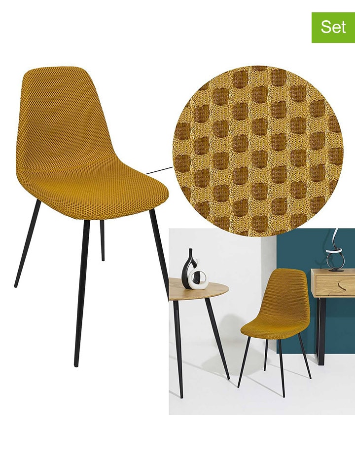 Rétro Chic Krzesła (4 szt.) "Atome" w kolorze musztardowym - 44 x 86 x 54 cm rozmiar: onesize