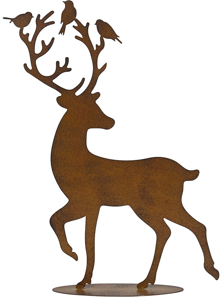 POSIWIO Dekoracja "Deer with birds" w kolorze jasnobrązowym - 39,5 x 52 cm rozmiar: onesize