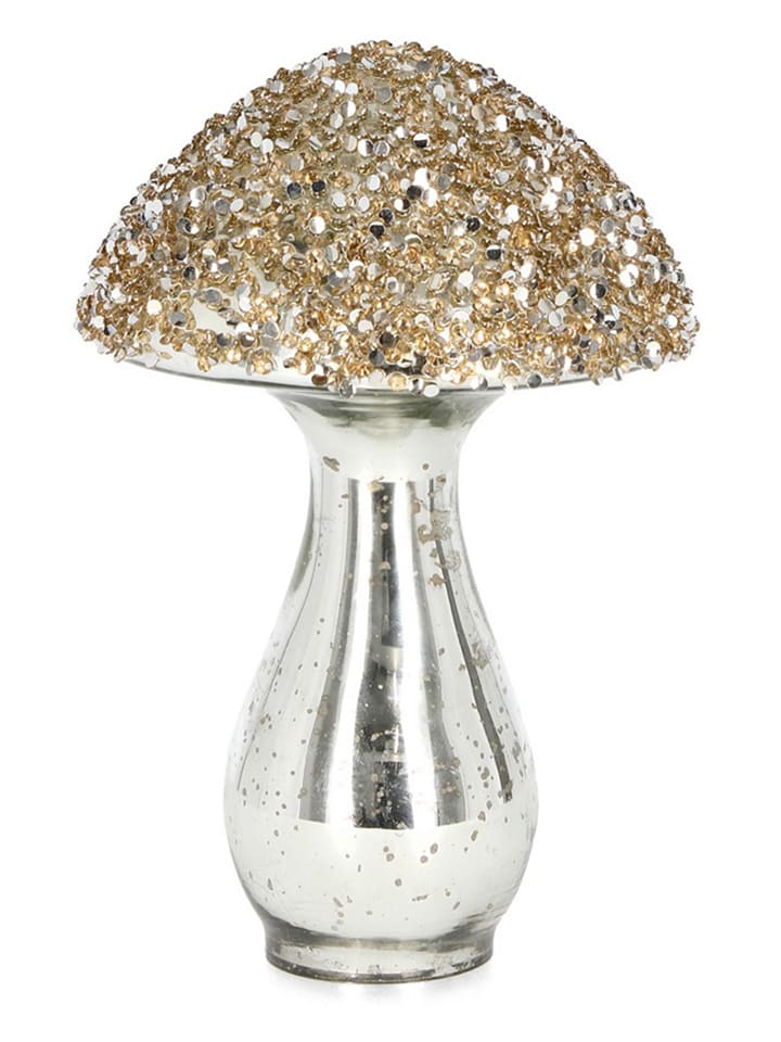 Bizzotto Figurka dekoracyjna "Mushroom" w kolorze srebrno-złotym - wys. 19 cm rozmiar: onesize