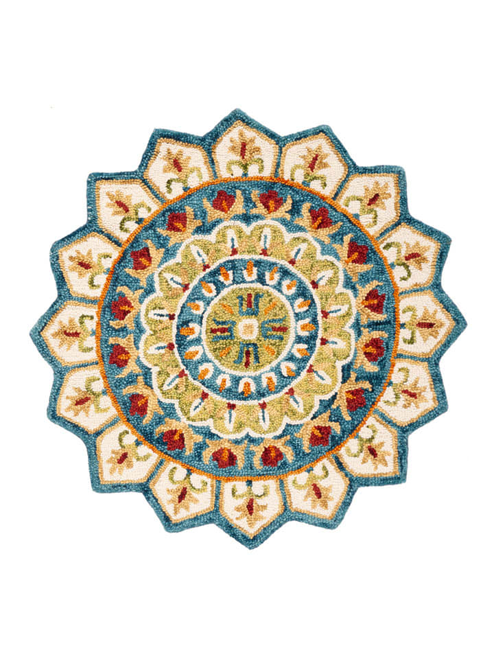 Safavieh Wełniany dywan "Novelty" w kolorze beżowo-niebieskim rozmiar: 122x122 cm