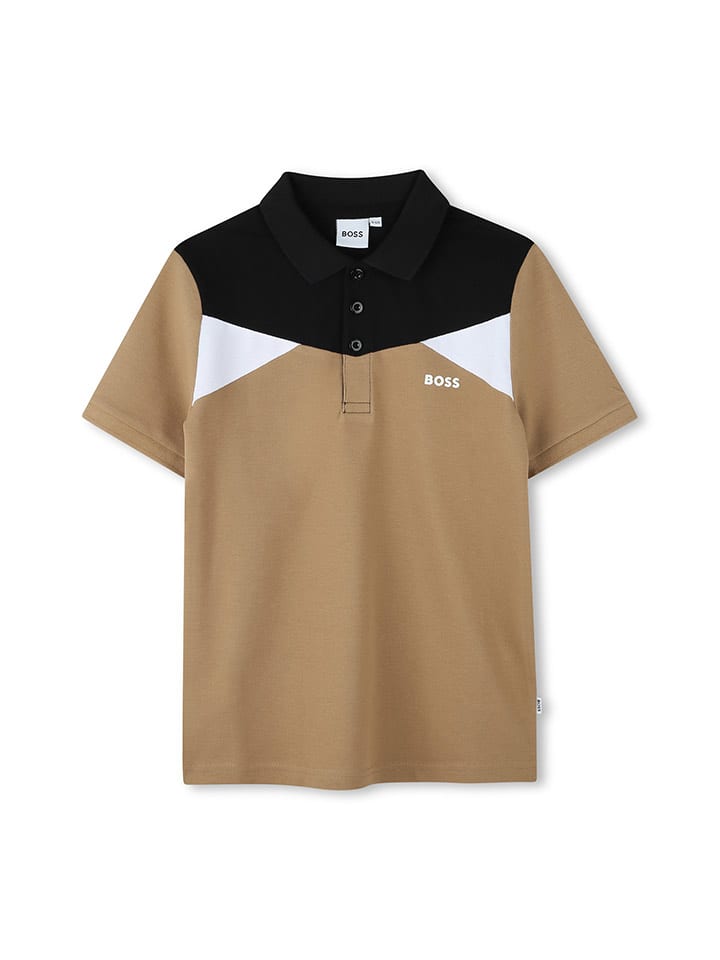 Hugo Boss Kids Koszulka polo w kolorze jasnobrązowo-czarnym rozmiar: 164