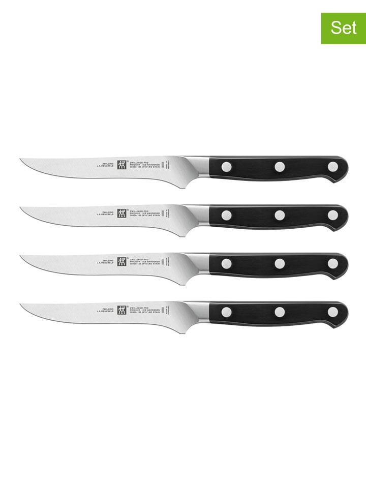 Zwilling Noże (4 szt.) "Pro" w kolorze czarnym do steków - dł. 12 cm rozmiar: onesize
