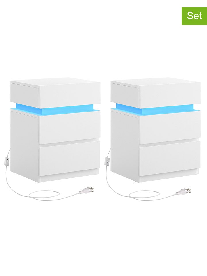SONGMICS Stoliki nocne (2 szt.) w kolorze białym - 40 x 55 x 35 cm rozmiar: onesize