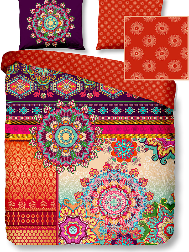 Hip Komplet pościeli satynowej "Sherhia" w kolorze pomarańczowym ze wzorem rozmiar: 200x220 cm