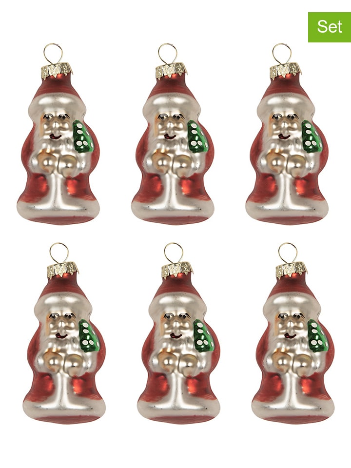 Clayre & Eef Zawieszki świąteczne (6 szt.) w kolorze biało-czerwonym - wys. 35 cm rozmiar: onesize