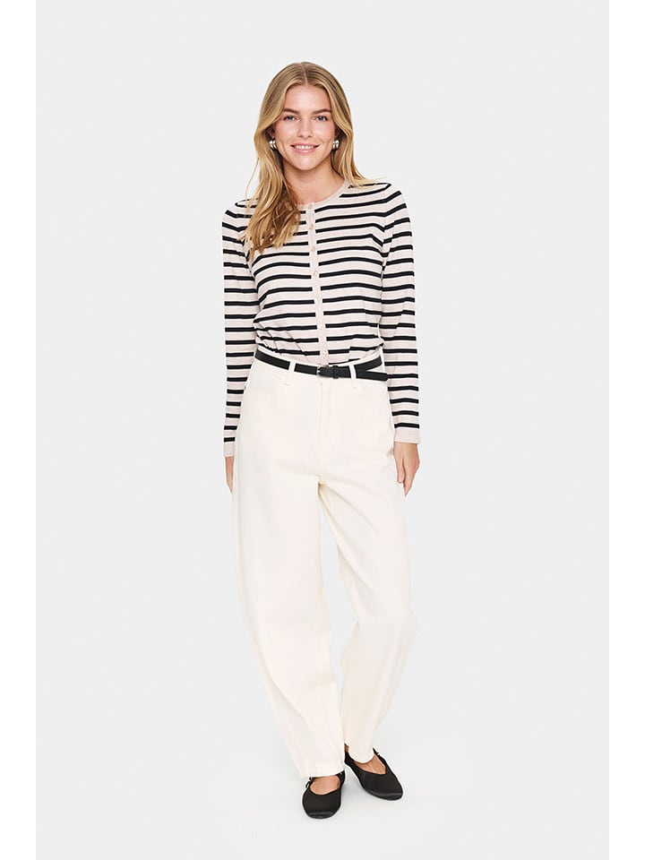 SAINT TROPEZ Kardigan w kolorze jasnoróżowo-czarnym rozmiar: L