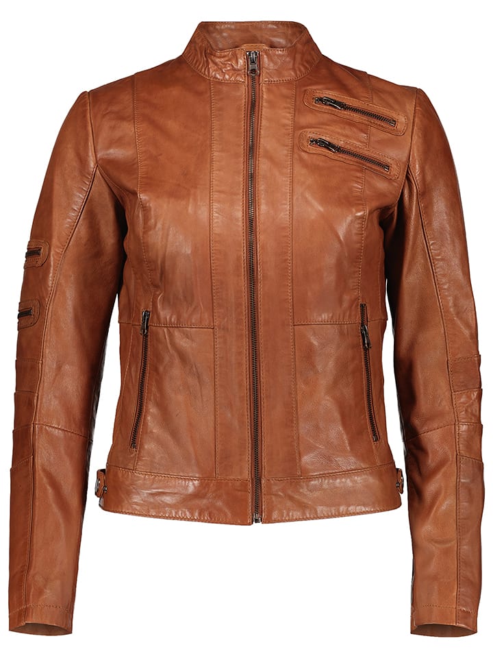 7eleven Skórzana kurtka "Tilla" w kolorze karmelowym rozmiar: 42