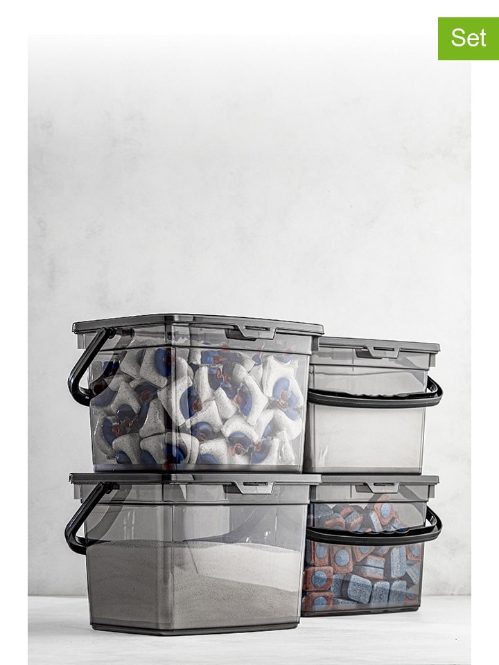 Violeta Home Pojemniki (4 szt.) w kolorze antracytowym - 23 x 16 x 18 cm rozmiar: onesize