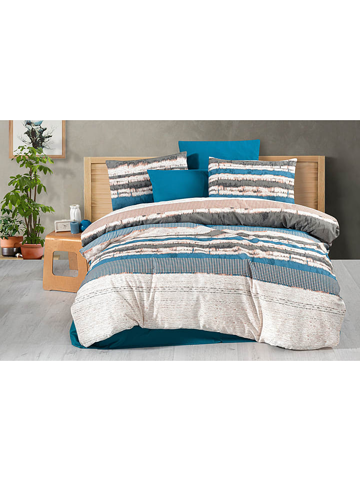 Elizabed Komplet pościeli w kolorze jasnobrązowo-niebieskim rozmiar: 135x200 cm