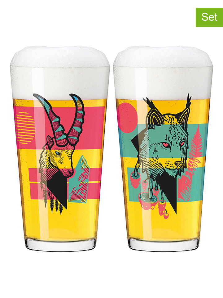 RITZENHOFF Szklanki (2 szt.) w kolorze różowo-niebieskim - 432 ml rozmiar: onesize