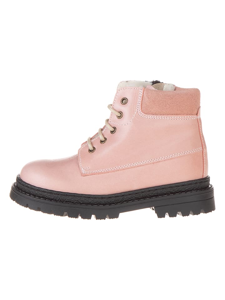 POM POM Skórzane botki zimowe w kolorze jasnoróżowym rozmiar: 31