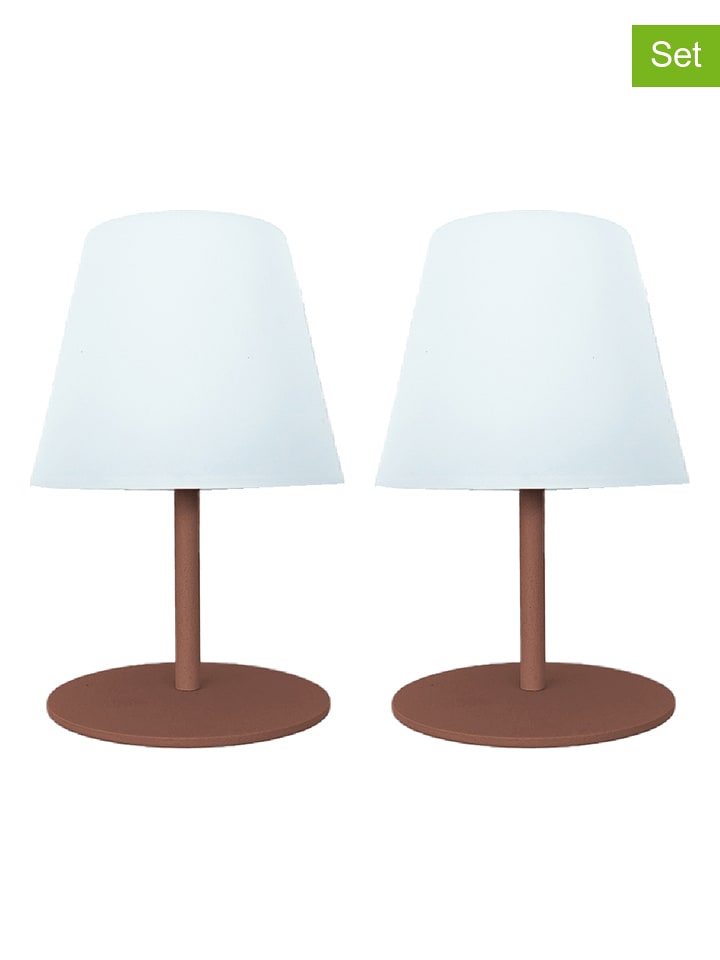 lumisky Lampy stołowe LED (2 szt.) w kolorze biało-brązowym - Ø 11 x wys. 16 cm rozmiar: onesize