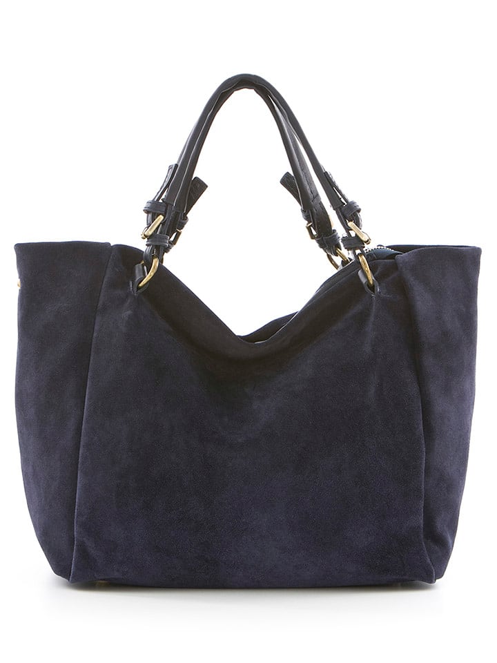 Lucca Baldi Skórzana torebka "Gimignano" w kolorze granatowym - 50 x 45 x 20 cm rozmiar: onesize