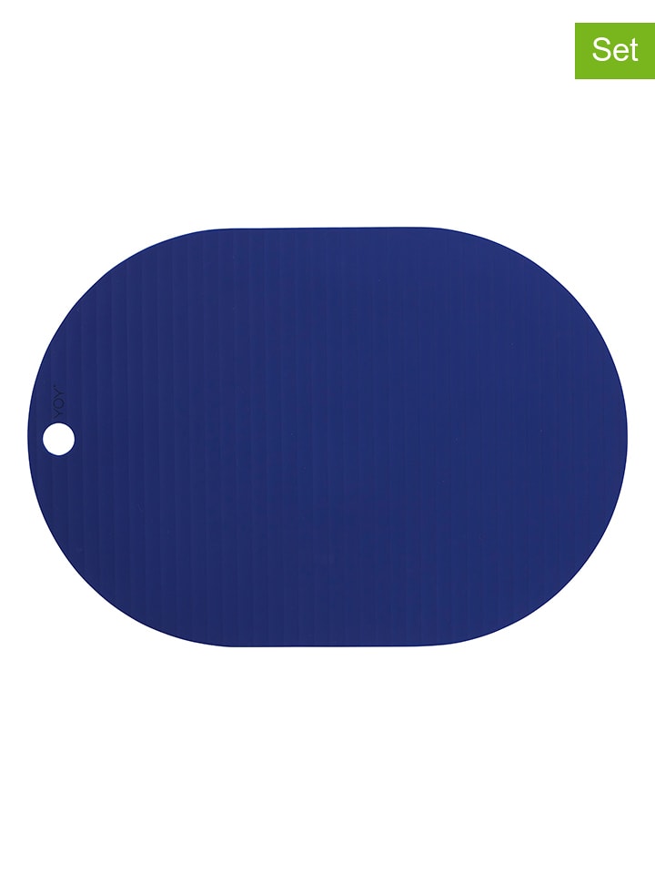 OYOY living design Podkładki stołowe (2 szt.) "Ribbo" w kolorze niebieskim - 46 x 33 cm rozmiar: onesize