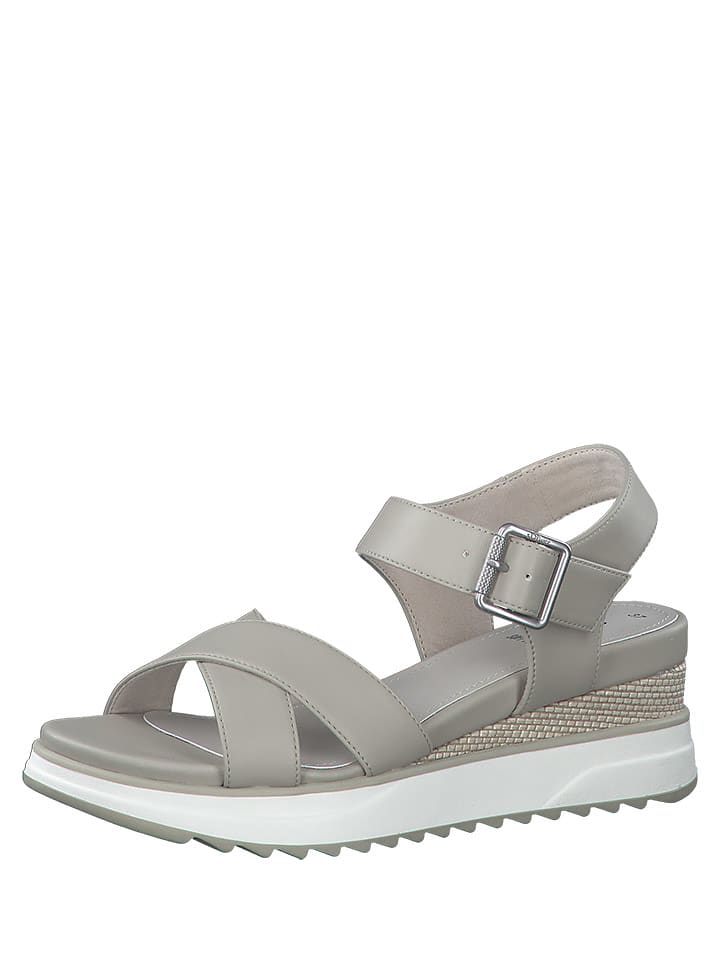 s.Oliver Sandały w kolorze beżowym na koturnie rozmiar: 41