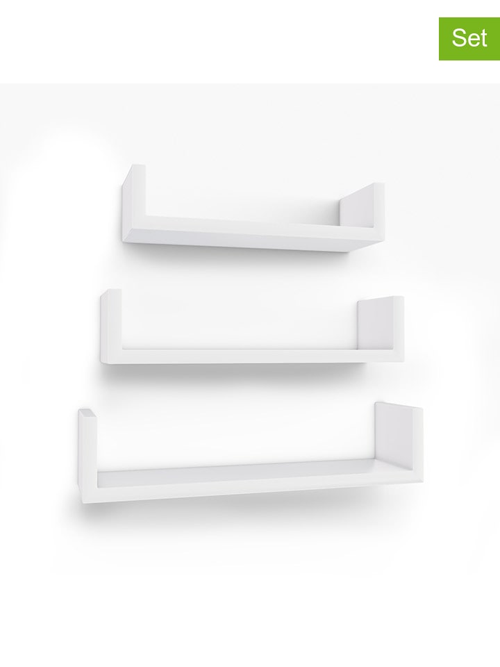 SONGMICS Regały ścienne (3 szt.) w kolorze białym rozmiar: onesize