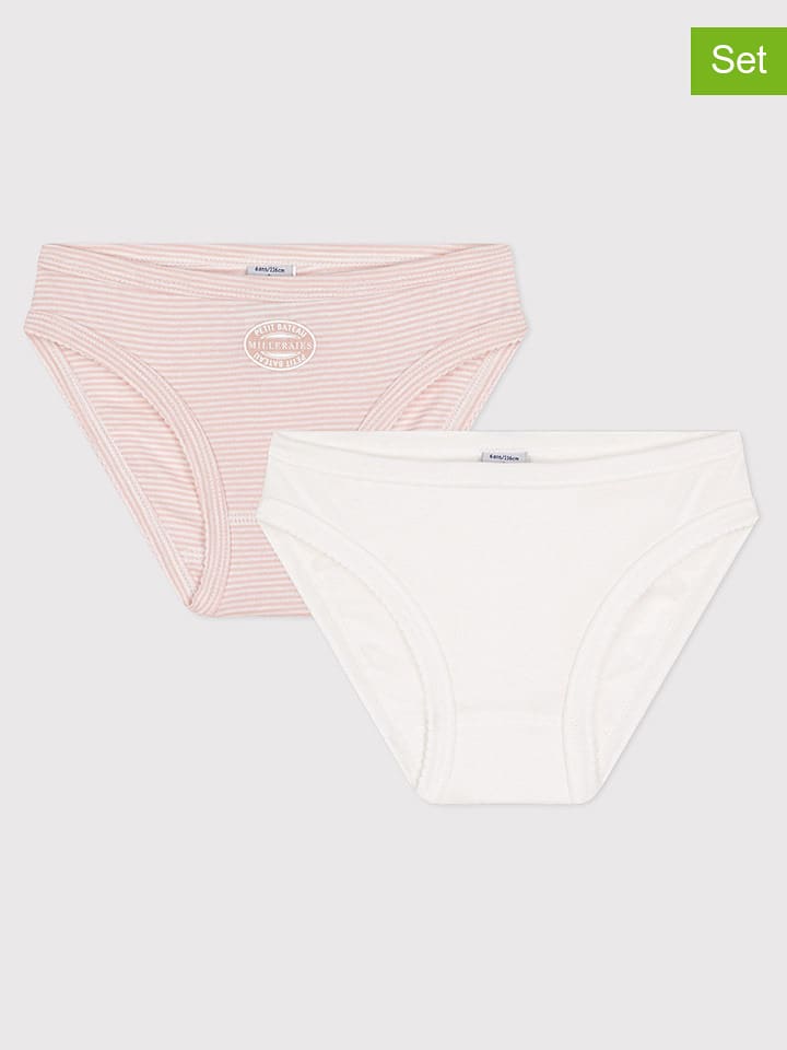 PETIT BATEAU Majtki (2 pary) w kolorze jasnoróżowym i białym rozmiar: 86