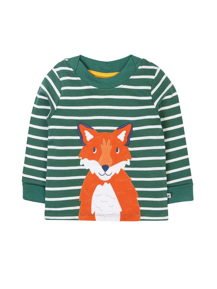 Frugi Koszulka "Easy On" w kolorze zielono-białym rozmiar: 104/110