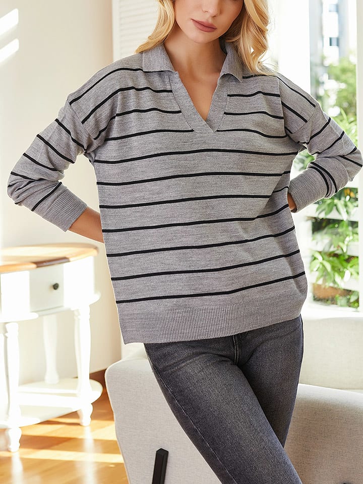 Milan Kiss Sweter w kolorze szarym rozmiar: XL