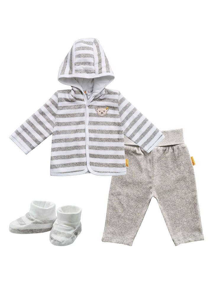 Steiff 3-częściowy zestaw w kolorze szaro-białym rozmiar: 68