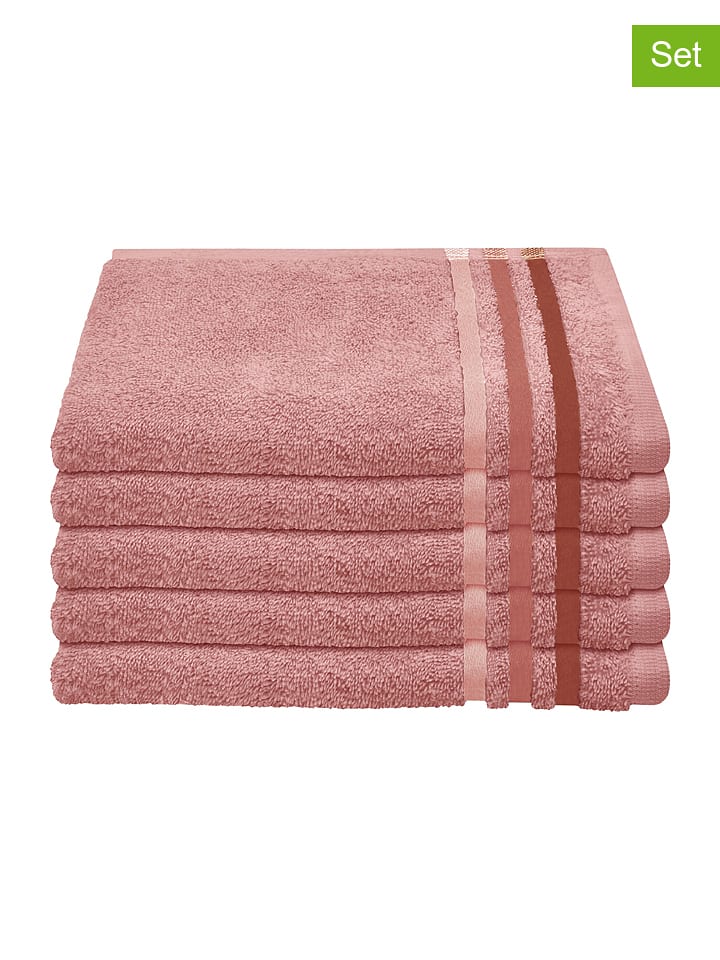 Schiesser Ręczniki (5 szt.) "Skyline" w kolorze jasnoróżowym dla gości rozmiar: 30x50 cm