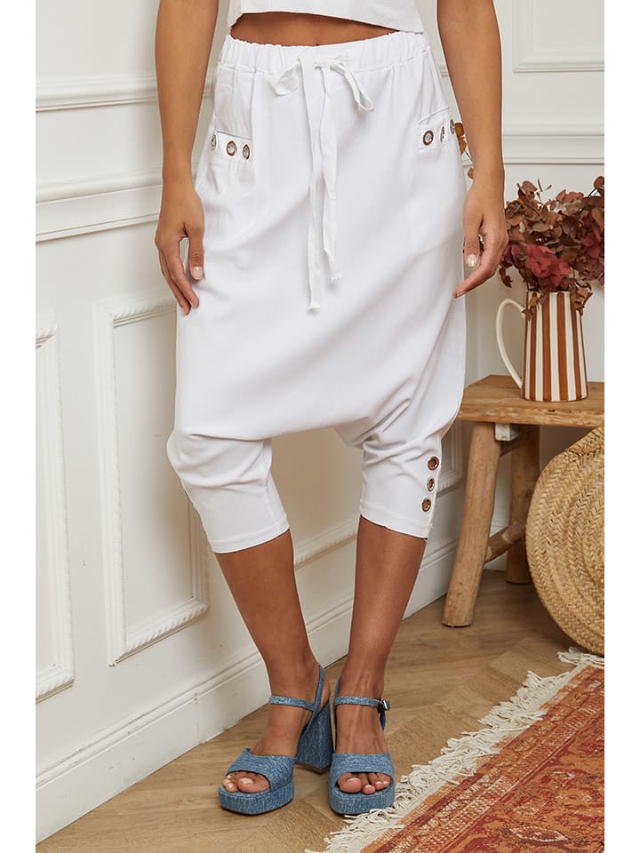 La Compagnie Du Lin Spodnie w kolorze białym rozmiar: S