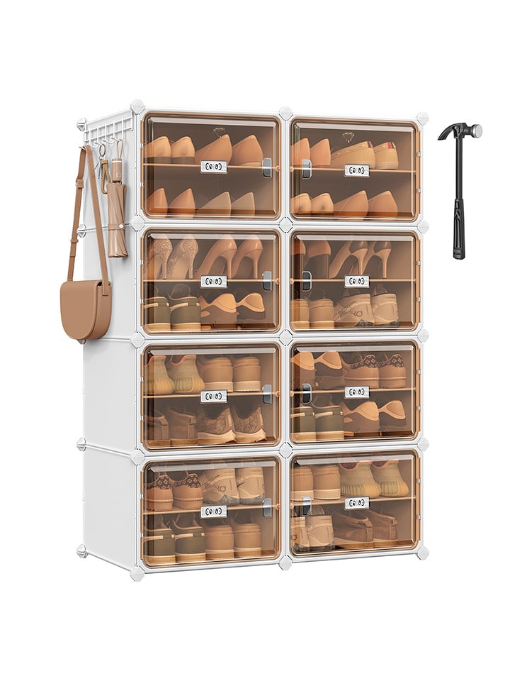 SONGMICS Szafka w kolorze biało-jasnobrązowym na buty - 95 x 125,5 x 32 cm rozmiar: onesize