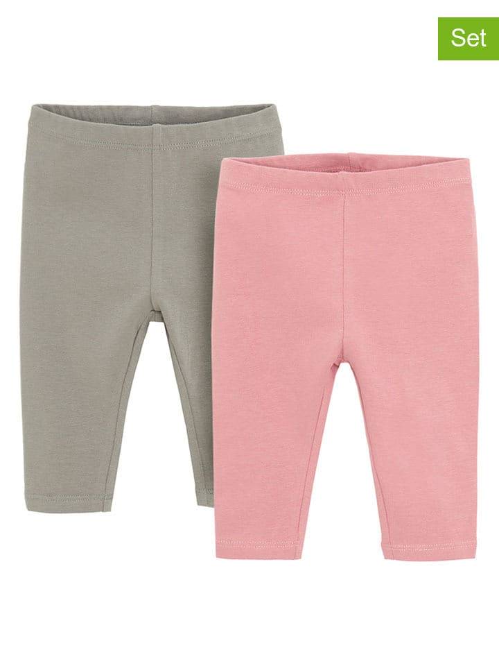 COOL CLUB Legginsy (2 pary) w kolorze jasnoróżowym i khaki rozmiar: 68