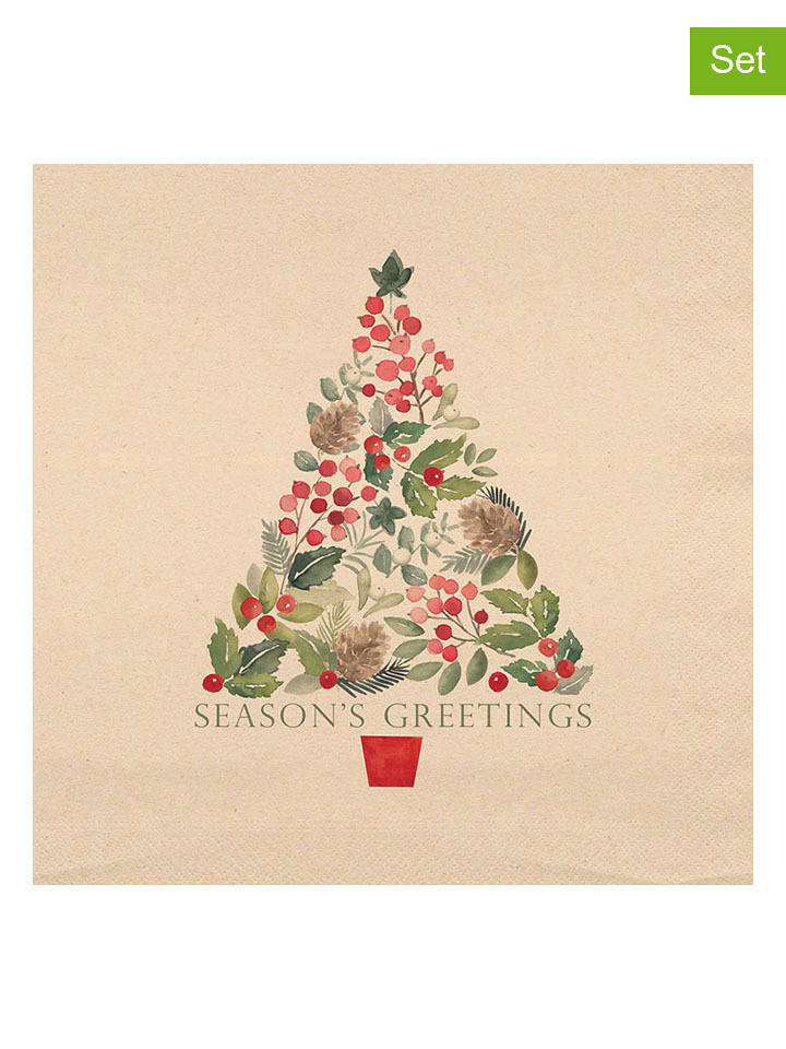 ppd Serwetki (40 szt.) "Merry Greetings" w kolorze beżowym rozmiar: onesize