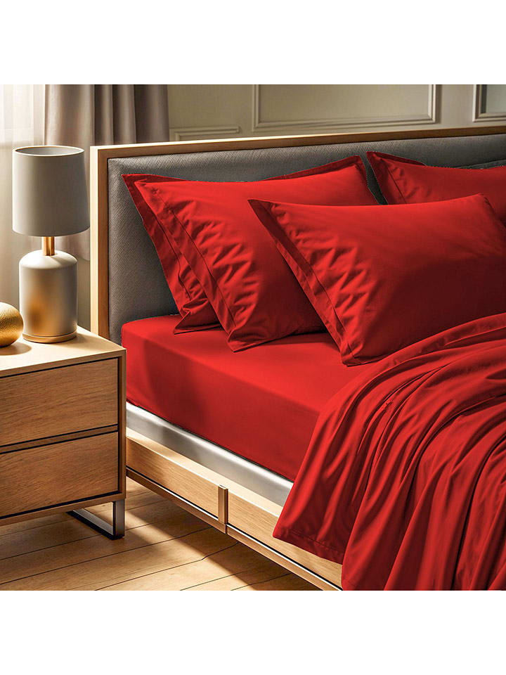 Colourful Cotton Prześcieradło renforcè w kolorze jasnoczerwonym rozmiar: 180x240 cm