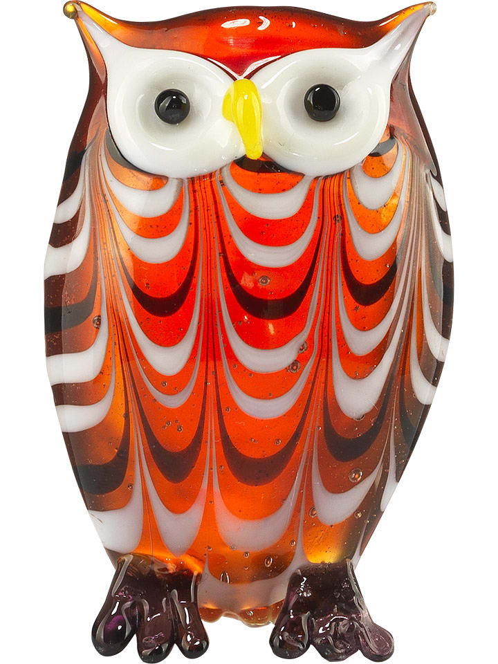 Onlylux Figurka dekoracyjna "Bubo" w kolorze czerwono-pomarańczowym - wys. 8,5 cm rozmiar: onesize