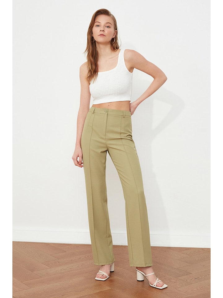 trendyol Spodnie w kolorze oliwkowym rozmiar: 38