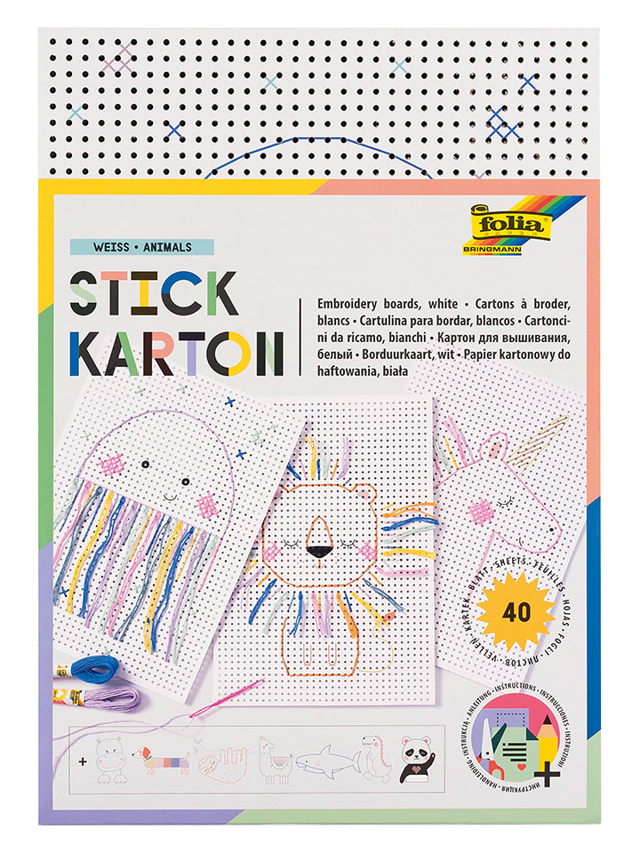 folia PAPER Karton (40 szt.) w kolorze białym do haftu - 3+ rozmiar: onesize