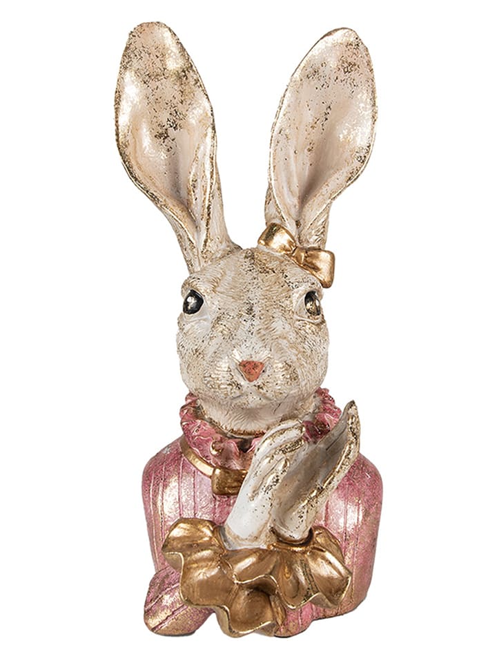 Clayre & Eef Figurka dekoracyjna w kolorze beżowo-jasnoróżowym - 12 x 24 x 11 cm rozmiar: onesize