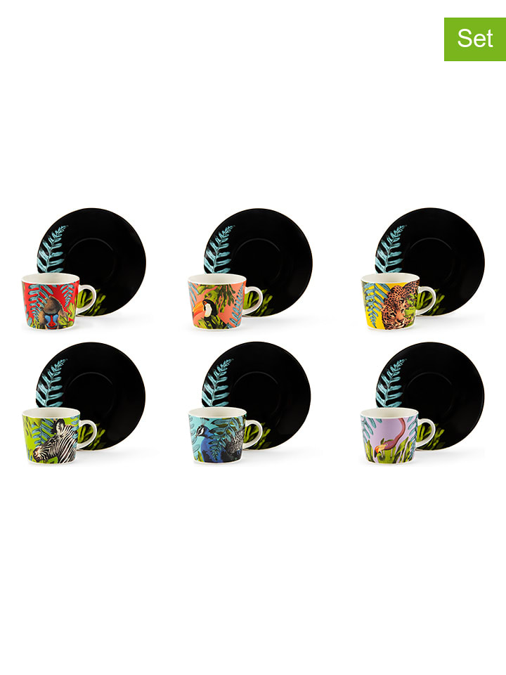 Trendy Kitchen by EXCÉLSA Filiżanki (6 szt.) "Madagaskar" ze wzorem do kawy - 100 ml rozmiar: onesize