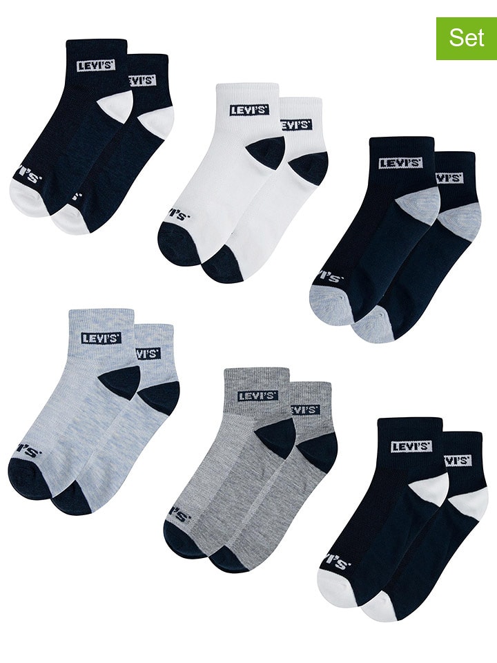 Levi's Kids Skarpety (6 par) w kolorze biało-szaro-granatowym rozmiar: 104/110