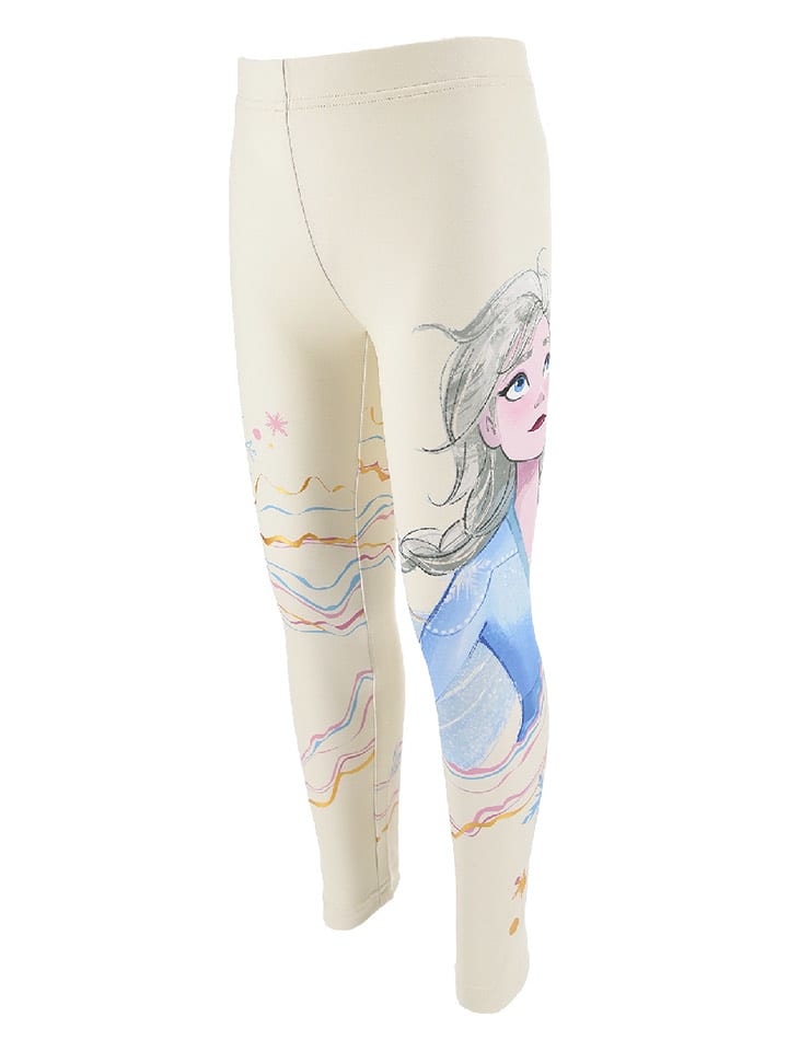 Disney Frozen Legginsy "Kraina Lodu" w kolorze kremowym rozmiar: 98/104