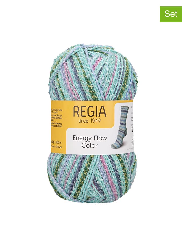 Regia Przędza mieszana (5 szt.) "Energy Flow Color" w różnych kolorach - 5 x 100 g rozmiar: onesize