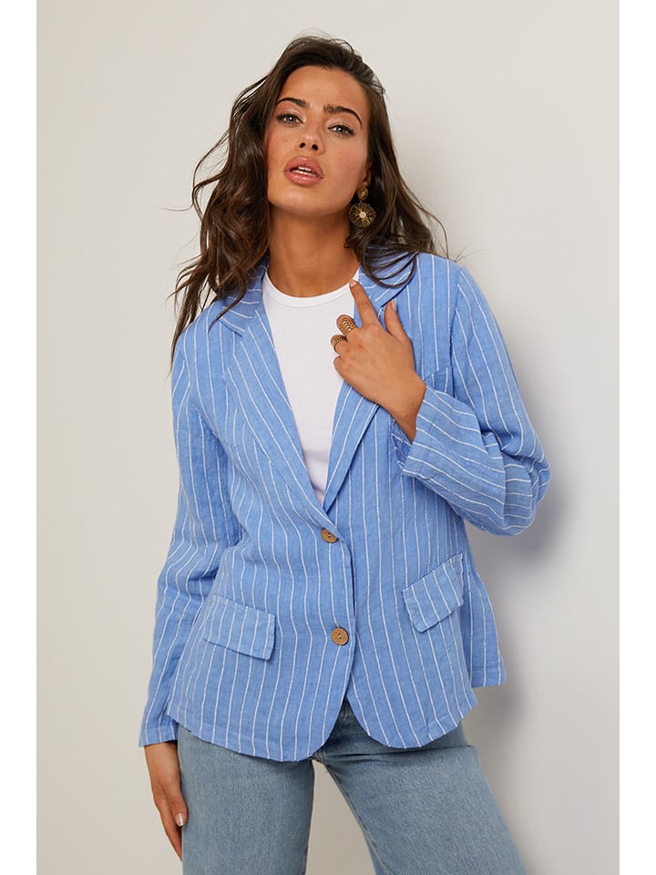 Le Monde du Lin Lniany blezer w kolorze błękitnym rozmiar: 38/40