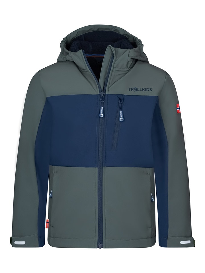 Trollkids Kurtka softshellowa "Bergsfjord" w kolorze granatowo-oliwkowym rozmiar: 152