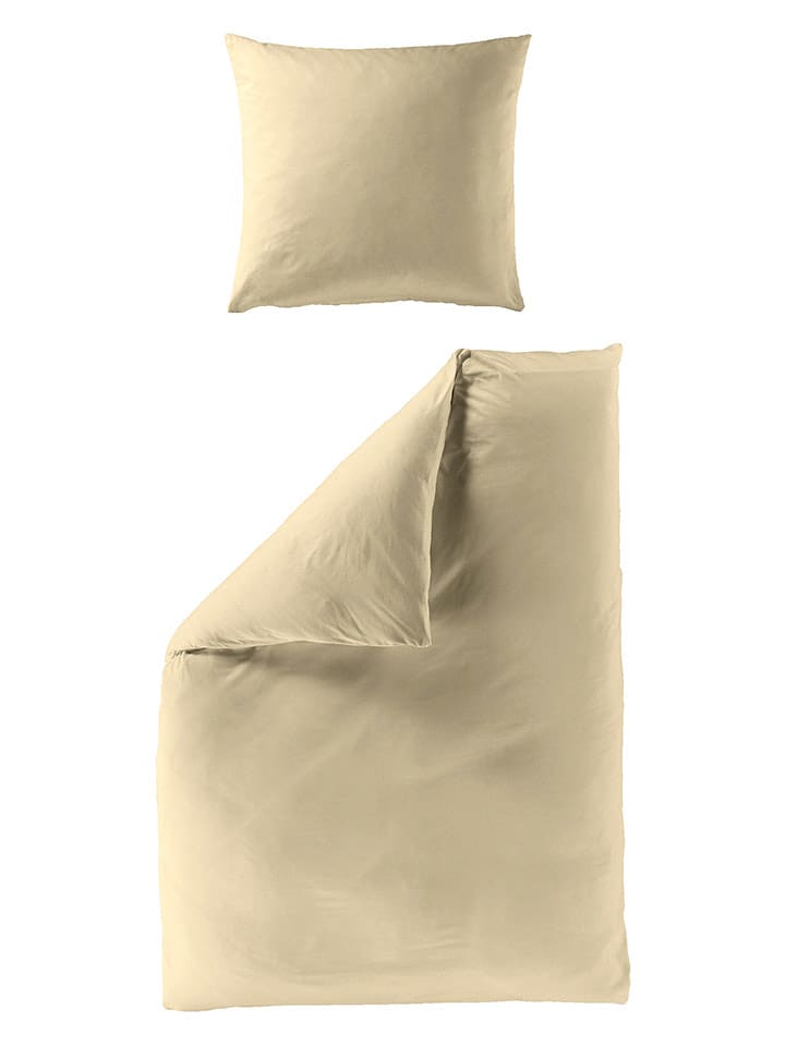 Bierbaum Komplet pościeli flanelowej w kolorze beżowym rozmiar: 240x220 cm