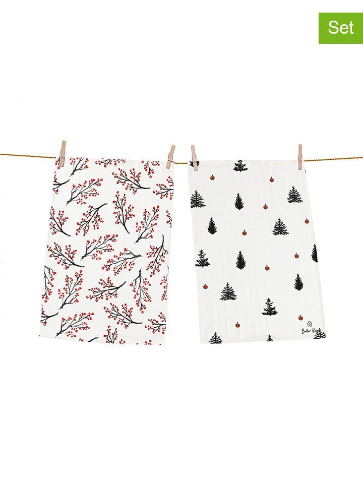 Butter Kings Ściereczki (2 szt.) "Black trees" ze wzorem do naczyń - 70 x 50 cm rozmiar: onesize