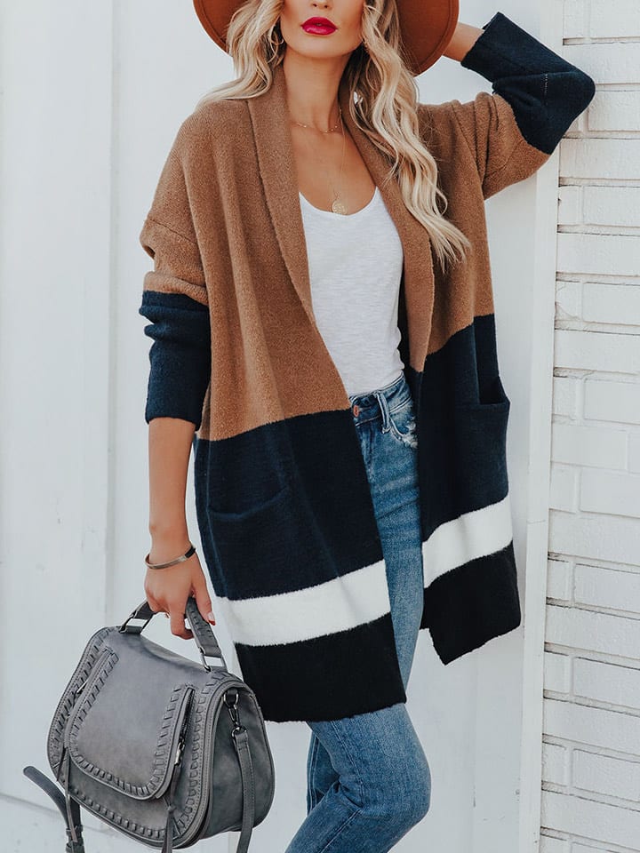 Milan Kiss Kardigan w kolorze jasnobrązowo-granatowym rozmiar: XL