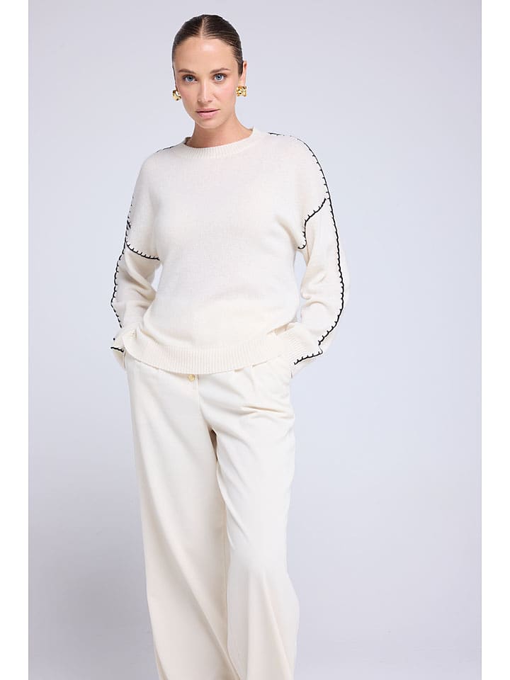 Maison Héritage Cashmere Kaszmirowy sweter w kolorze kremowym rozmiar: L/XL